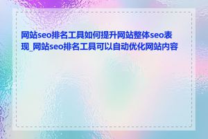 网站seo排名工具如何提升网站整体seo表现_网站seo排名工具可以自动优化网站内容吗