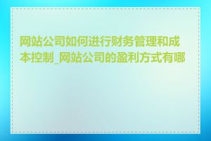 网站公司如何进行财务管理和成本控制_网站公司的盈利方式有哪些