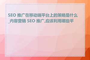 SEO 推广在移动端平台上的策略是什么_内容营销 SEO 推广,应该利用哪些平台