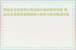 网站企业如何进行高效的内容运营和传播_网站企业需要具备哪些核心竞争力和关键成功因素