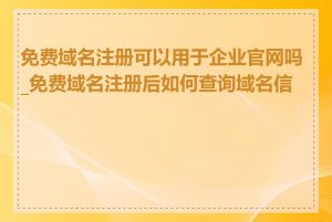 免费域名注册可以用于企业官网吗_免费域名注册后如何查询域名信息