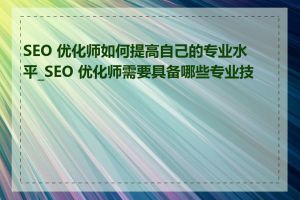 SEO 优化师如何提高自己的专业水平_SEO 优化师需要具备哪些专业技能