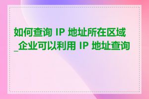 如何查询 IP 地址所在区域_企业可以利用 IP 地址查询吗