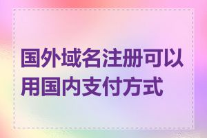 国外域名注册可以用国内支付方式吗