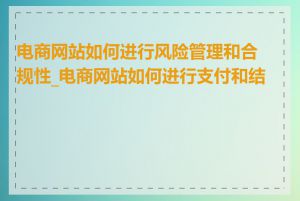 电商网站如何进行风险管理和合规性_电商网站如何进行支付和结算