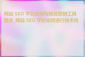 网站 SEO 平台如何与其他营销工具整合_网站 SEO 平台如何进行技术优化