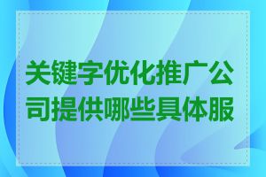 关键字优化推广公司提供哪些具体服务