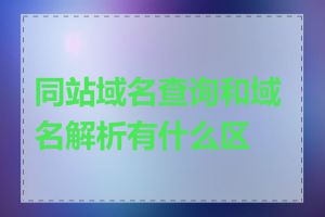 同站域名查询和域名解析有什么区别