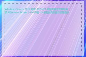 Windows Server 2016 搭建 ASP.NET 网站需要注意哪些事项_Windows Server 2016 开启 IIS 服务的具体操作流程是什么