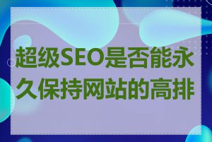 超级SEO是否能永久保持网站的高排名