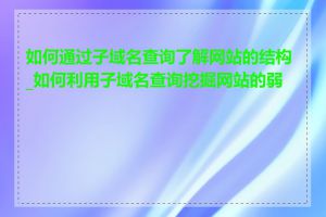 如何通过子域名查询了解网站的结构_如何利用子域名查询挖掘网站的弱点