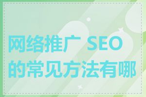 网络推广 SEO 的常见方法有哪些