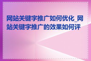 网站关键字推广如何优化_网站关键字推广的效果如何评估