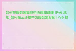 如何在服务器集群中协调和管理 IPv6 地址_如何在云环境中为服务器分配 IPv6 地址