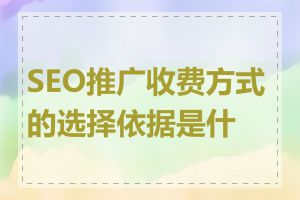 SEO推广收费方式的选择依据是什么