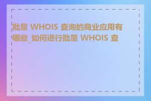 批量 WHOIS 查询的商业应用有哪些_如何进行批量 WHOIS 查询