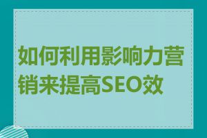 如何利用影响力营销来提高SEO效果