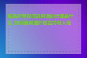 域名所有权信息查询的步骤是什么_如何查询国外域名持有人信息