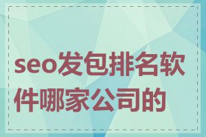 seo发包排名软件哪家公司的好