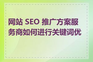 网站 SEO 推广方案服务商如何进行关键词优化