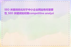 SEO 关键词优化对于中小企业网站有何重要性_SEO 关键词如何做competitive analysis