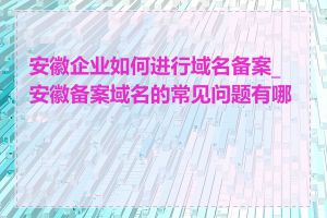 安徽企业如何进行域名备案_安徽备案域名的常见问题有哪些