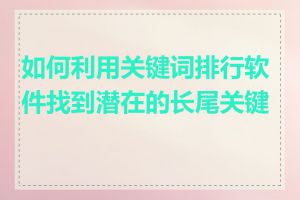 如何利用关键词排行软件找到潜在的长尾关键词