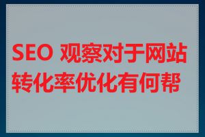 SEO 观察对于网站转化率优化有何帮助