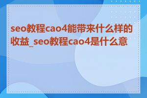 seo教程cao4能带来什么样的收益_seo教程cao4是什么意思