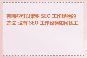 有哪些可以累积 SEO 工作经验的方法_没有 SEO 工作经验如何找工作