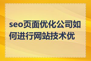 seo页面优化公司如何进行网站技术优化