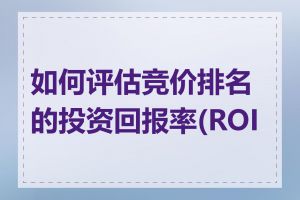 如何评估竞价排名的投资回报率(ROI)