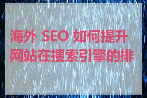 海外 SEO 如何提升网站在搜索引擎的排名