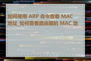 如何使用 ARP 命令查看 MAC 地址_如何查看路由器的 MAC 地址