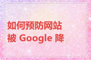 如何预防网站被 Google 降权