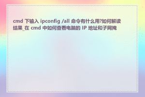 cmd 下输入 ipconfig /all 命令有什么用?如何解读结果_在 cmd 中如何查看电脑的 IP 地址和子网掩码