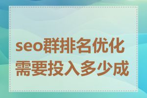 seo群排名优化需要投入多少成本