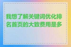 我想了解关键词优化排名首页的大致费用是多少