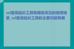 ssl查询站长工具有哪些常见的使用场景_ssl查询站长工具的主要功能有哪些