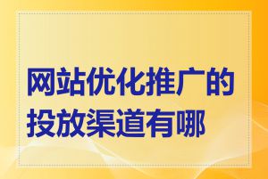 网站优化推广的投放渠道有哪些