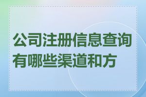 公司注册信息查询有哪些渠道和方式