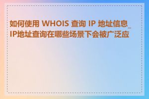 如何使用 WHOIS 查询 IP 地址信息_IP地址查询在哪些场景下会被广泛应用