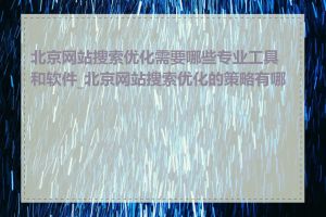 北京网站搜索优化需要哪些专业工具和软件_北京网站搜索优化的策略有哪些