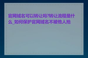 官网域名可以转让吗?转让流程是什么_如何保护官网域名不被他人抢注