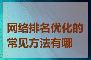 网络排名优化的常见方法有哪些