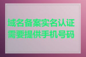 域名备案实名认证需要提供手机号码吗