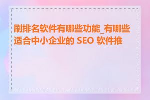 刷排名软件有哪些功能_有哪些适合中小企业的 SEO 软件推荐