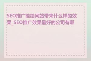 SEO推广能给网站带来什么样的效果_SEO推广效果最好的公司有哪些