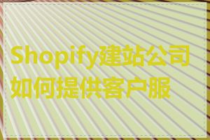 Shopify建站公司如何提供客户服务