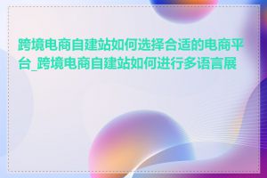 跨境电商自建站如何选择合适的电商平台_跨境电商自建站如何进行多语言展示